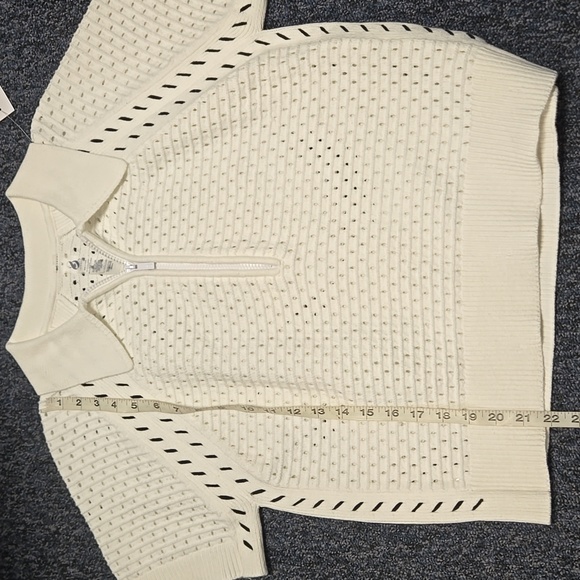 NWT Lou & Grey Women's Mesh Stitch Zip Sweater Size M - Picture 9 of 12
